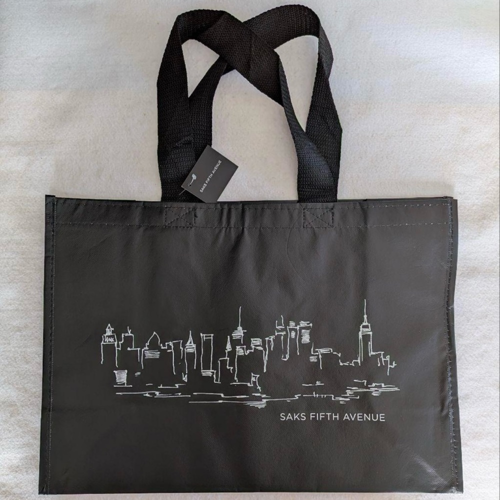 Saks Fifth Avenue Small Black Skyline NYC Tote